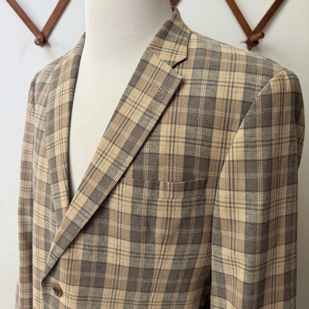 Linen Plaid Elbow Patch Blazer - image 5